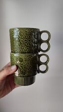 Vintage Green Floral Stackable Coffee Cups picture