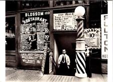 REPRO~NY, New York City~Bowery  BLOSSOM RESTAURANT~BARBER SHOP~1935 4X6 Postcard picture