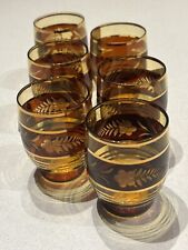 6 VINTAGE BOHEMIAN CRANBERRY/GOLD SHOT GLASSES picture