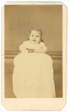 CIRCA 1870'S CDV Adorable Chubby Baby Wearing White Dress Bowman Ottawa, IL picture