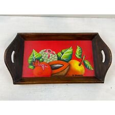 Vintage El Salvador Wooden Hand Painted Serving Tray/Wall Hanging Folk Art picture
