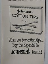 1952 Johnson's Cotton Tips Swabs Print Ad Vintage Life Magazine Advertisement picture