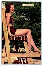 c1930's Beach Bathing Beauty Swimsuit Baby's High Chair Vintage Postcard picture