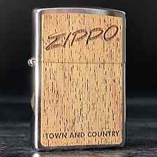Zippo Lighter - Vintage Town & Country Boxtop Design - Woodchuck Walnut picture
