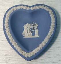 Vintage Wedgewood Jasperware Pale Blue Heart Shaped Trinket Dish England picture