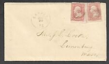 US #94 (2) (1867) EFO: Split Grill on Cover - Postmarked Camden, ME - Envelope picture