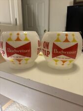 2 Vintage Rare Budweiser Beer On Tap Wall Sconces Glass Light Fixtures Shades picture
