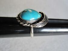 OLD SOUTHWEST NATIVE AMERICAN NAVAJO SLEEPING BEAUTY TURQUOISE STERLING RING picture