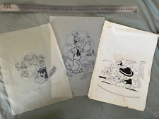 Popeye Vintage Comic Drawing Artist Made Trial Prints Original Comic Art x 3 picture