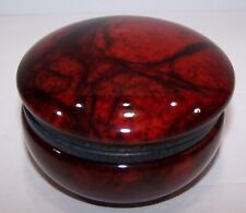 Vintage Genuine Red Alabaster Trinket Jewelry Box Hand Carved Made in Italy Used picture