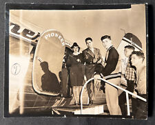 1950s PIONEER AIRLINES Airplane Boarding Photo Teen Boys and Flight Attendant picture