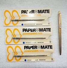 Vintage Paper Mate Two Heart Ballpoint Pen + 3 1983 Blue Medium Point Refills picture