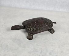 Vintage Solid Brass Turtle Trinket Box Coin Ashtray 6”x 3” See Photos  picture