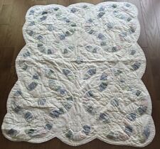 Vintage Blue White Floral Patchwork Quilt Kid Throw Size picture