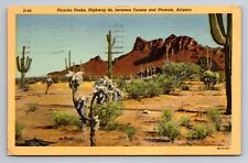 Picacho Peaks Highway 84 Phoenix Arizona Vintage Postcard Posted 1952 Linen picture