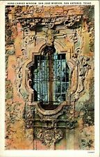 Vintage Postcard Hand Carved Window of San Jose Mission San Antonio Texas TX picture