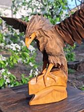 ORIGINAL Eagle Vintage Sculpture USSR Hand carved Home decor1965 Wooden figurin picture