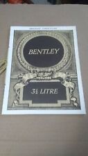 Bentley 3 1/2 Lite Abridged Particulars 1969 Reprint Of 1931 Catalog picture