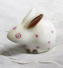 Vintage Herend Bunny Rabbit Figurine Miniature Mini Lavendar- White Gold Dot picture