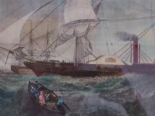 English Reverse Glass Painting Steam Frigate Cyclops, picture