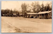 RPPC C1930 WESTMORE VERMONT WILLOUGHBY BEACH LOG CABINS IN A ROW/AUTOS picture