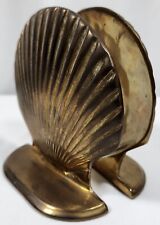 Vintage MCM Brass Clam Shell Seashell Pair Bookends Nautical Beach Decor  picture
