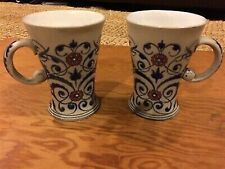c1890 matching pair cobalt scrollwork Mettlach mugs, Villeroy & Boch, Germany picture