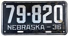 Nebraska 1936 Old Auto License Plate Vintage Man Cave Hayes Co Decor Collector picture