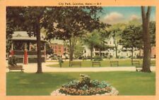 Vintage Postcard 1930's City Park Lewiston Maine Blooming Flowers picture