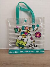 Vintage 1994 Kero Kero Keroppi Sanrio Clear Plastic Tote Beach Bag Green 9