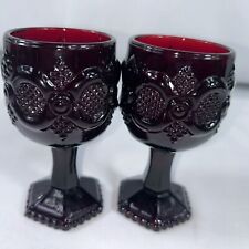 Vintage Avon Cape Cod Ruby Red Glass 4.5”Small Wine Goblets Set of 2 picture