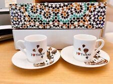Brand New, I Love Turkey 2-Piece Porcelain Coffee Cup, For Espresso picture