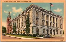 Pulaski County Court House Little Rock AR US Flag c1940 Auto Linen postcard BP3 picture
