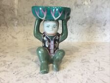 Porcelain Chinese Monkey Figurine w/ Lotus Leaf Soap Dish /Bowl  8