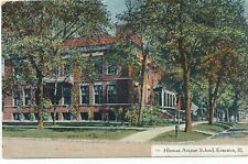 EVANSVILLE IL - Hinman Avenue School Postcard - 1908 picture