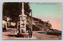Antique Postcard MENTON GARAVAN DISTRICT FOUNTAIN ROUTE 1908-1918 France French picture