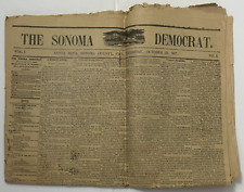 Antique Sonoma Democrat Newspaper Oct 22, 1857 Vol I No I Santa Rosa California picture
