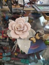 Vintage Porcelain Rose Flower Gardenia Butterfly Figurine  picture
