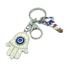Fatima Charm Hamsa Hand Evil Eye Keychain Lucky Protection Kabbalah Key Holder picture