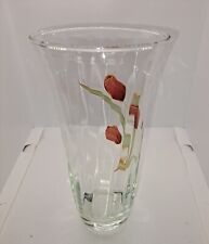 Vintage Floral Swirled Glass Tulip Vase  picture