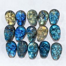 3 pcs/Lot shinny natural blue labradorite skull cab lab carved crystal healing picture