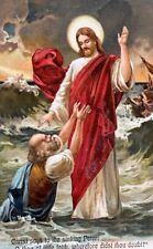 C.1910 Heavy Embossed Jesus Walking on Water Doubting Peter Postcard P50 picture