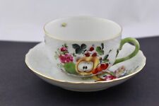 VTG HEREND HUNGARY FRUITS AND FLOWERS FLAT CUP AND SAUCER HAND PAINTED – MINT #1 picture