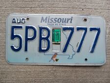 2017 Missouri License Plate 5PB 777 Show Me State picture