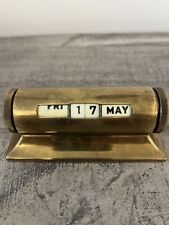 Mid Century Vintage Brass Rolling Day Date Desk Perpetual Calendar. Read Descrip picture