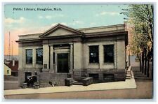c1950's Public Library Building Entrance Houghton Michigan MI Unposted Postcard picture