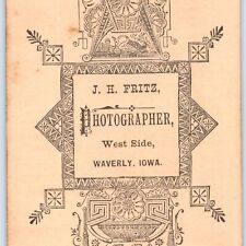 c1870s Waverly, Iowa Lovely Woman CdV Photo Card Fancy Engraved Back Fritz IA H9 picture