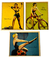 Lot of (3) 1944 Gum Inc. American Beauties (R59) Trading Cards Gil Elvgren picture