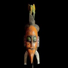 African Tribal Face Mask Wood  Face Vintage Carved Wood Hanging Guro-9809 picture