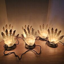 Vintage Halloween Skeleton Hands Pathway String Lights Blow Mold Outdoor Indoor picture